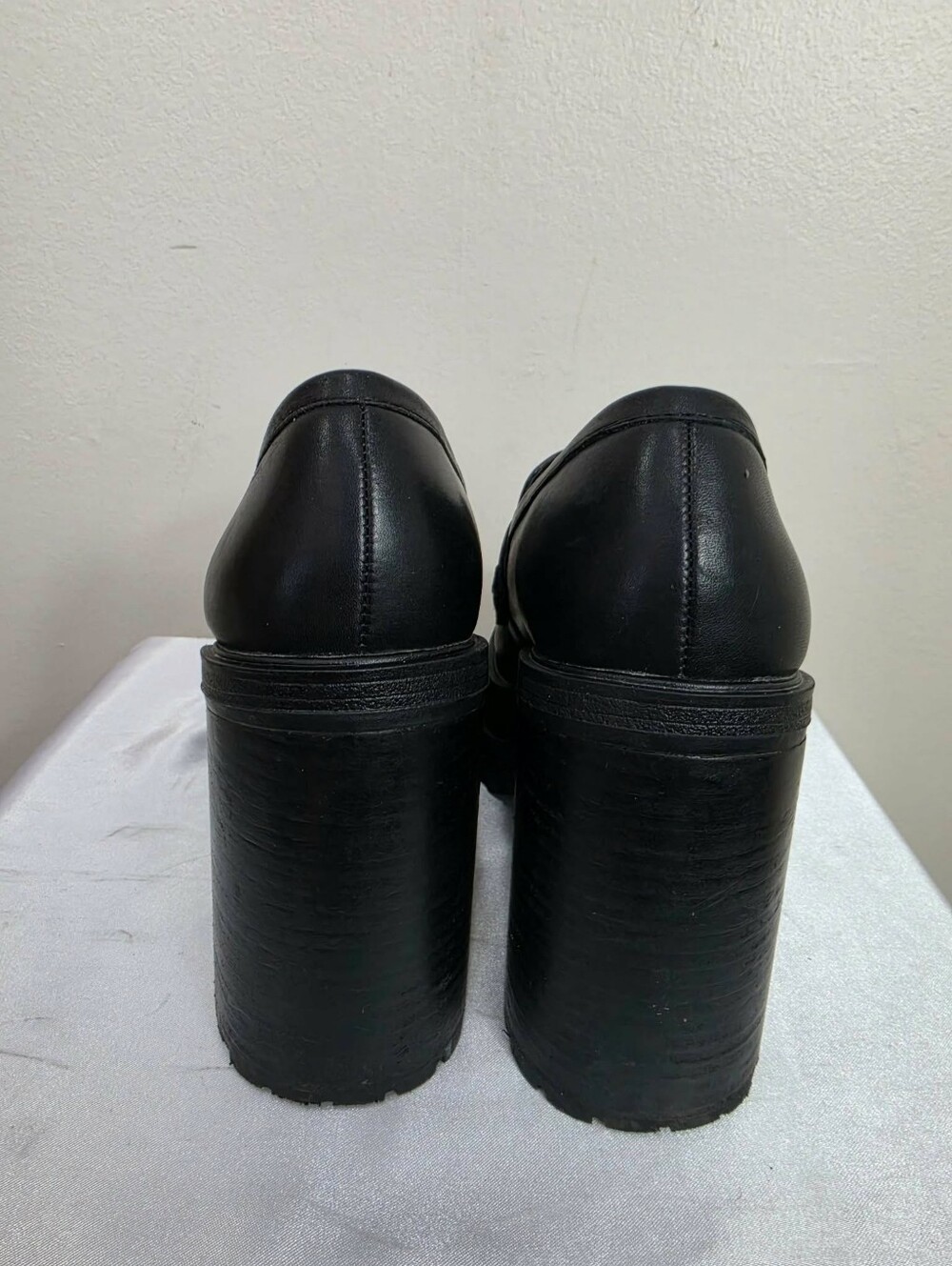 Aldo Black Platform Chunky Heel Loafers Y2K - Picture 7 of 11